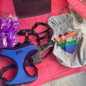 Puppy bundle bag of puppy muctlucks 3 puppy harnesses and one puppy shirt